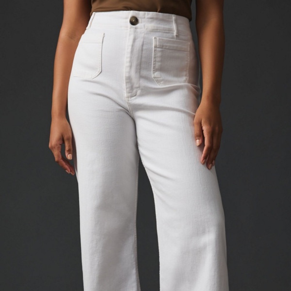 Anthropologie White Flare Wide Leg Jeans